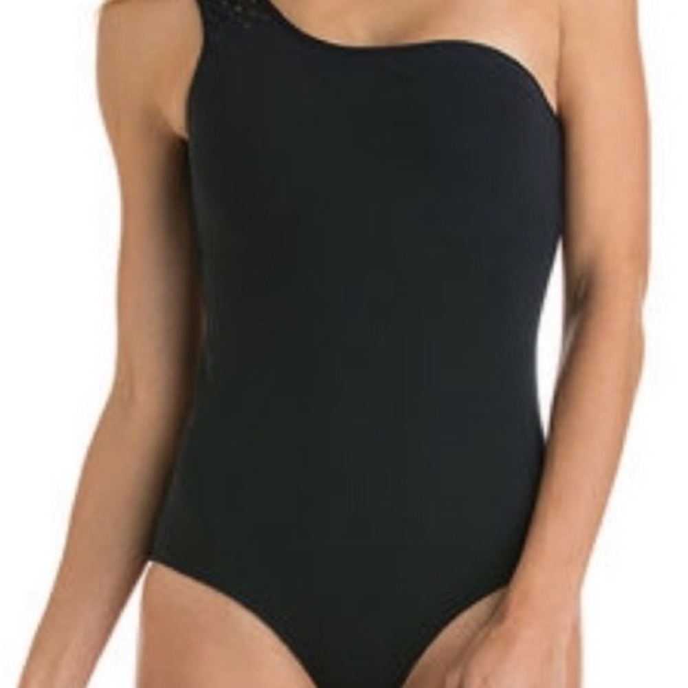 NEW One SHOULDER black One Piece Swim Suit -Sz M New